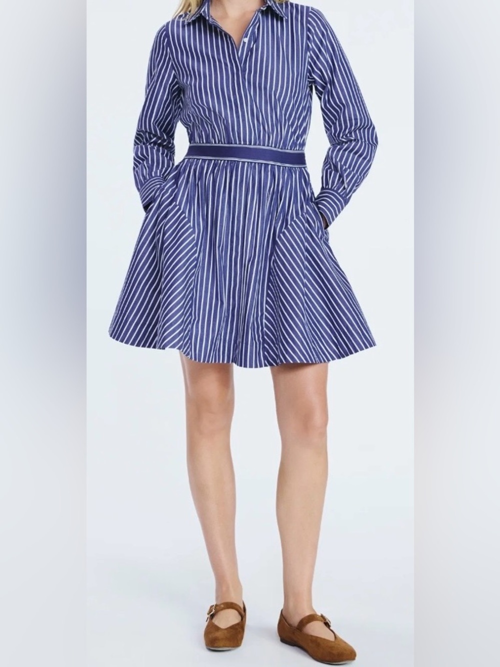 Striped Navy Circle Skirt with Waistband